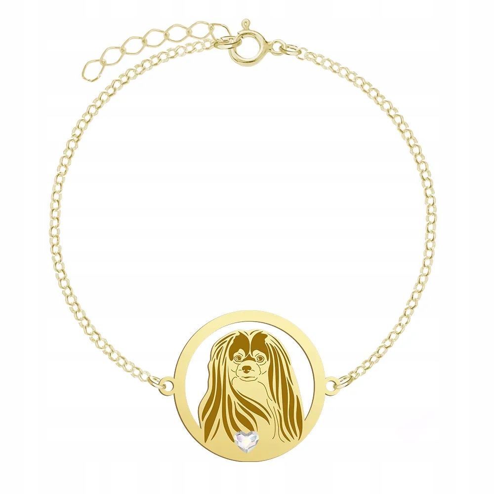 Zlatý náramek se psem Phalene Stříbro 925 Šperky Dárek Gravírování Bonus