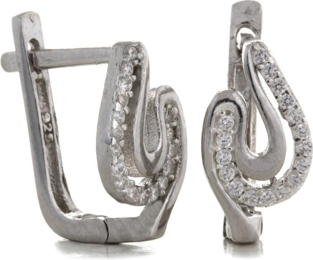 Stříbrné náušnice 925 anglické zapínání vzor cikcak se zirkony dárek