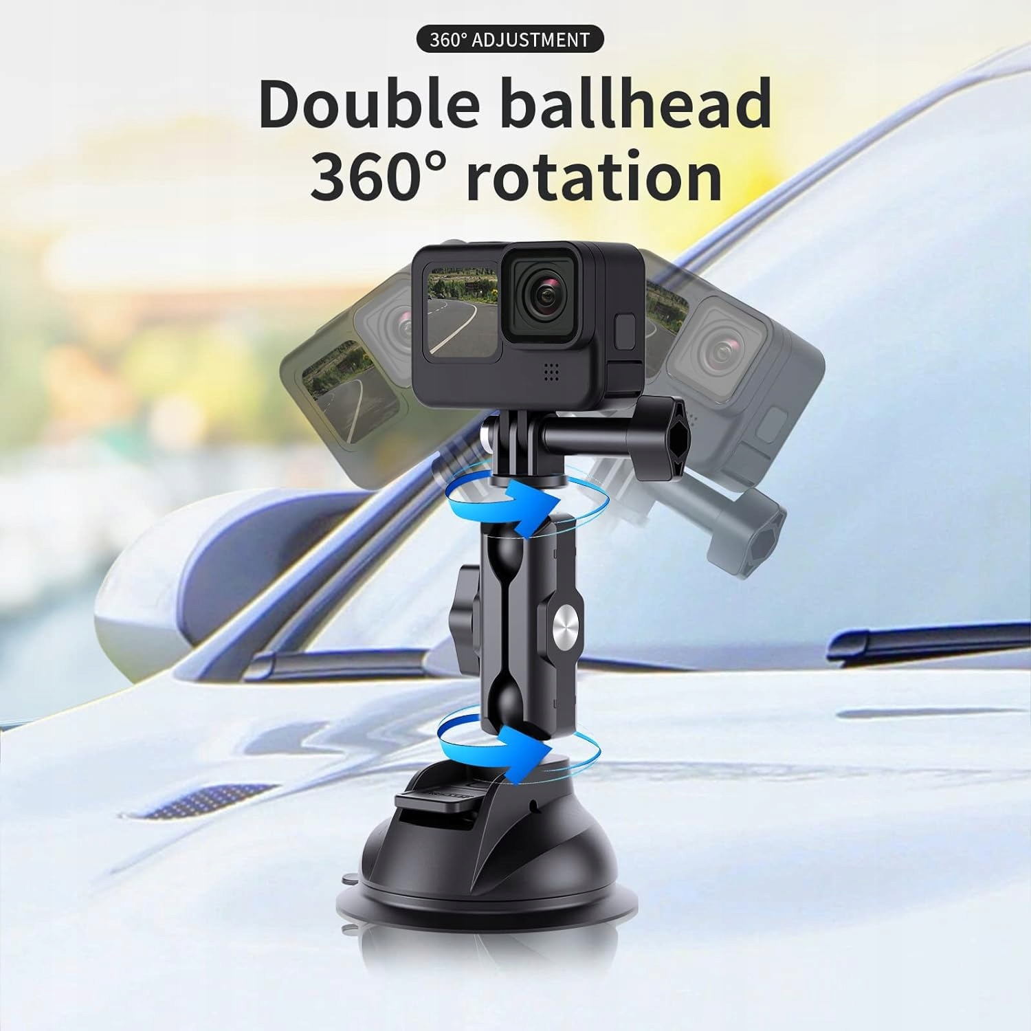 TELESIN Car Mount for GoPro DJI Insta360 on Windshield & Dashboard — miniatura 2