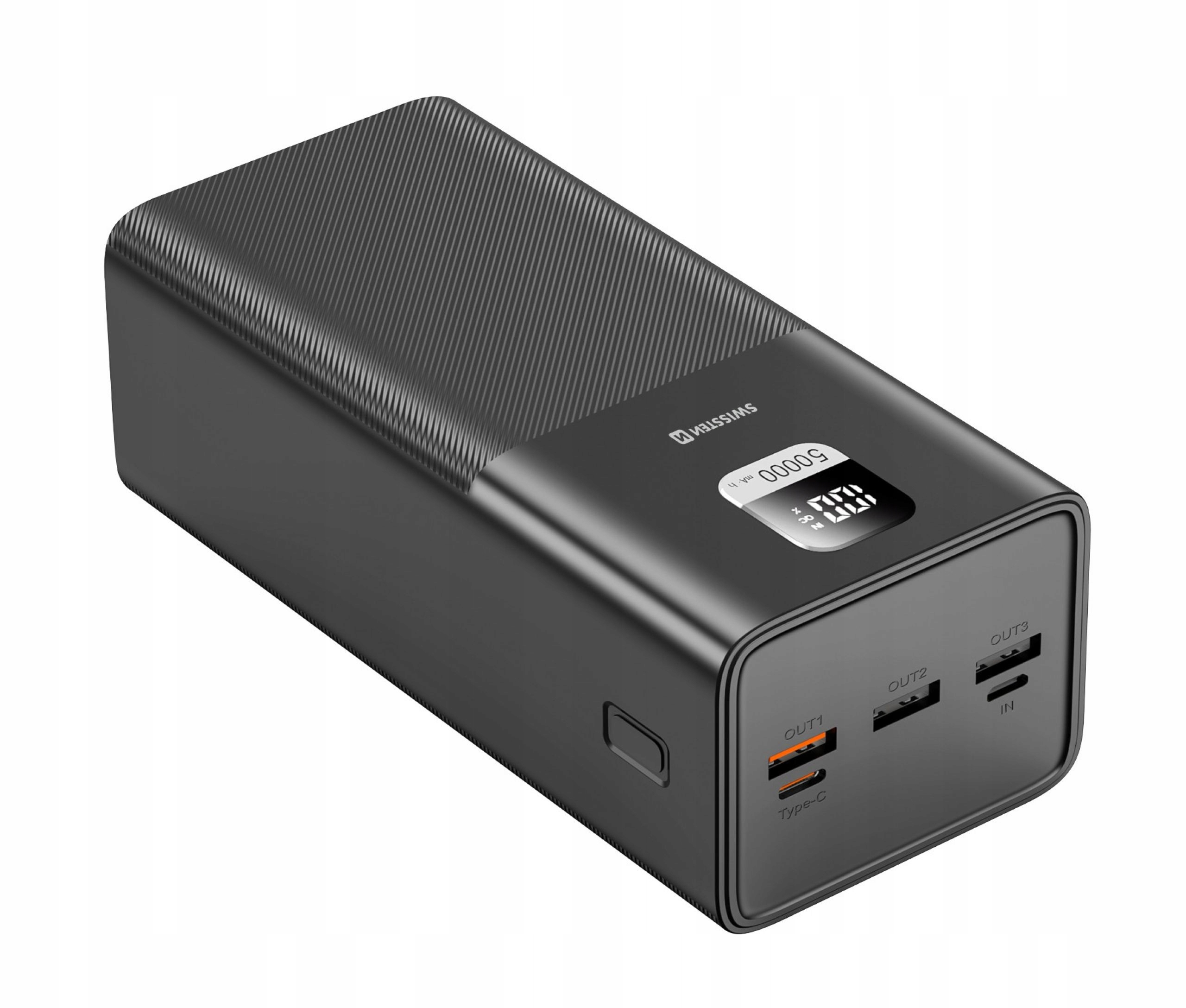 Swissten Power Bank pro notebook 50 000 mAh 100W Pd černá