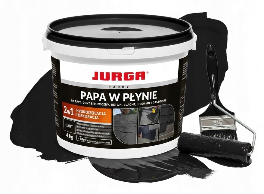 Papa w płynie uniwersalna Czarna Farba na Dach płot Wodoodporna 4kg