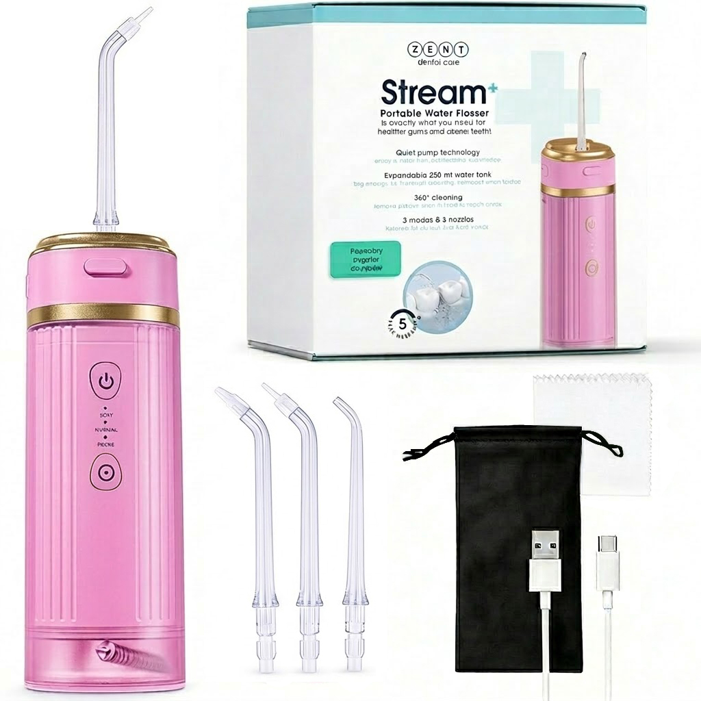 Irygator do zębów bezprzewodowy dentystyczny mocny 3 tryby 3 Dysze Etui