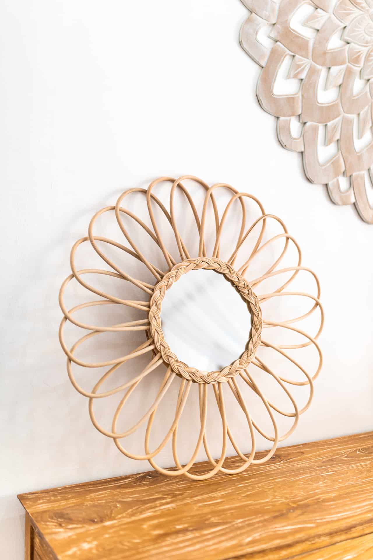 Ratanové zrkadlo Kvietok