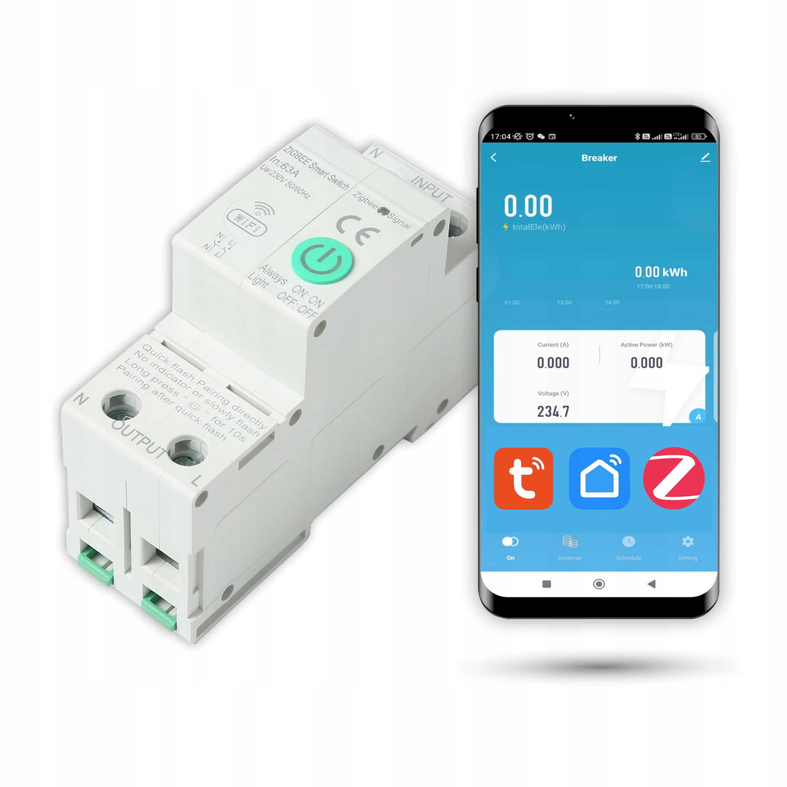 Pojistka Zigbee Tuya 1-63A Měření energie