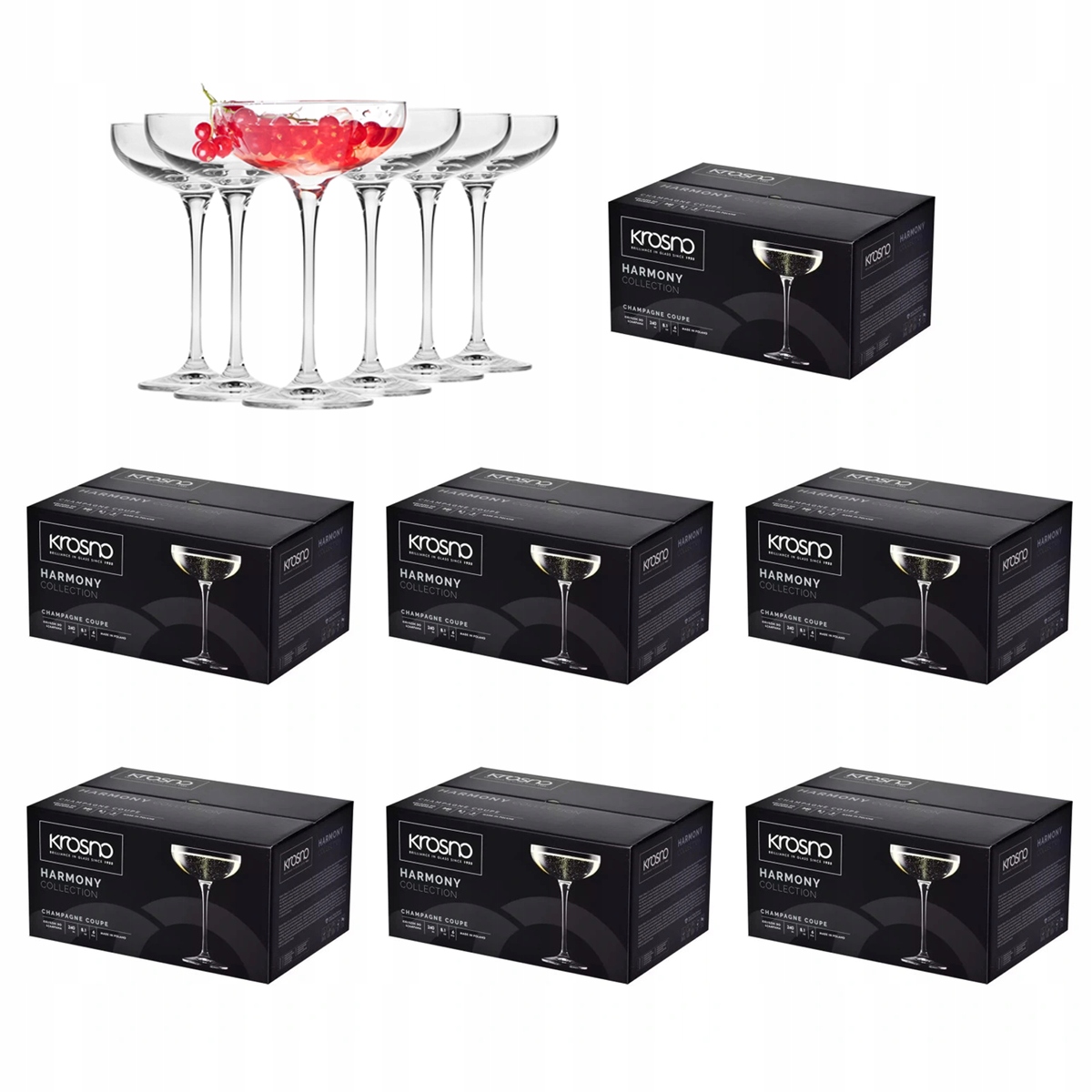 Ploché poháre na šampanské prosecco Krosno Harmony 48x240 ml