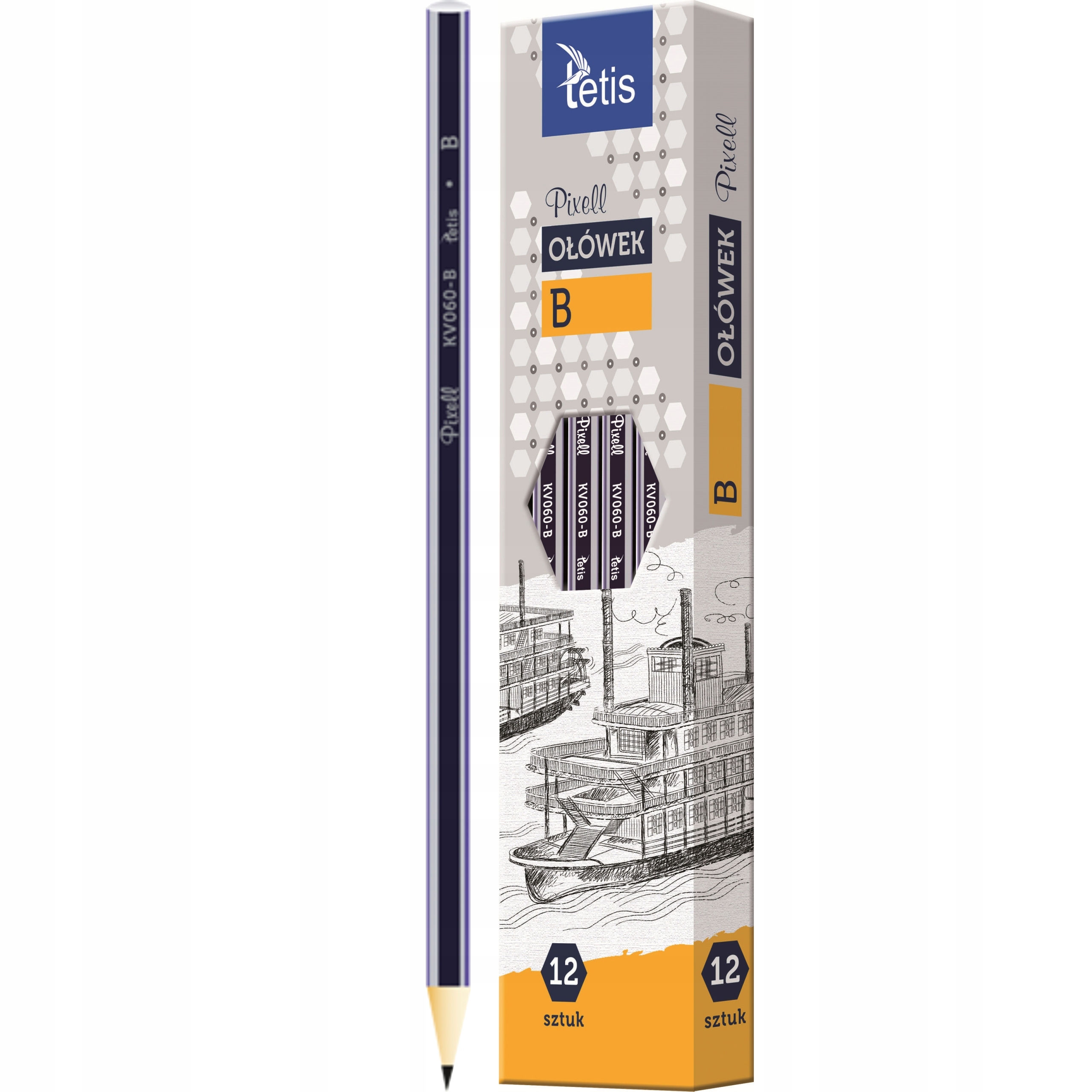 Ołówek szkolny do rysunku szkicu Tetis Pixell B Marka Tetis