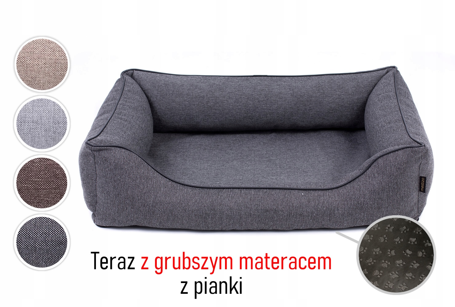 Pevný pelíšek pelíšek pro psa 100x75 pěna 5 cm protiskluzová šedá/černá