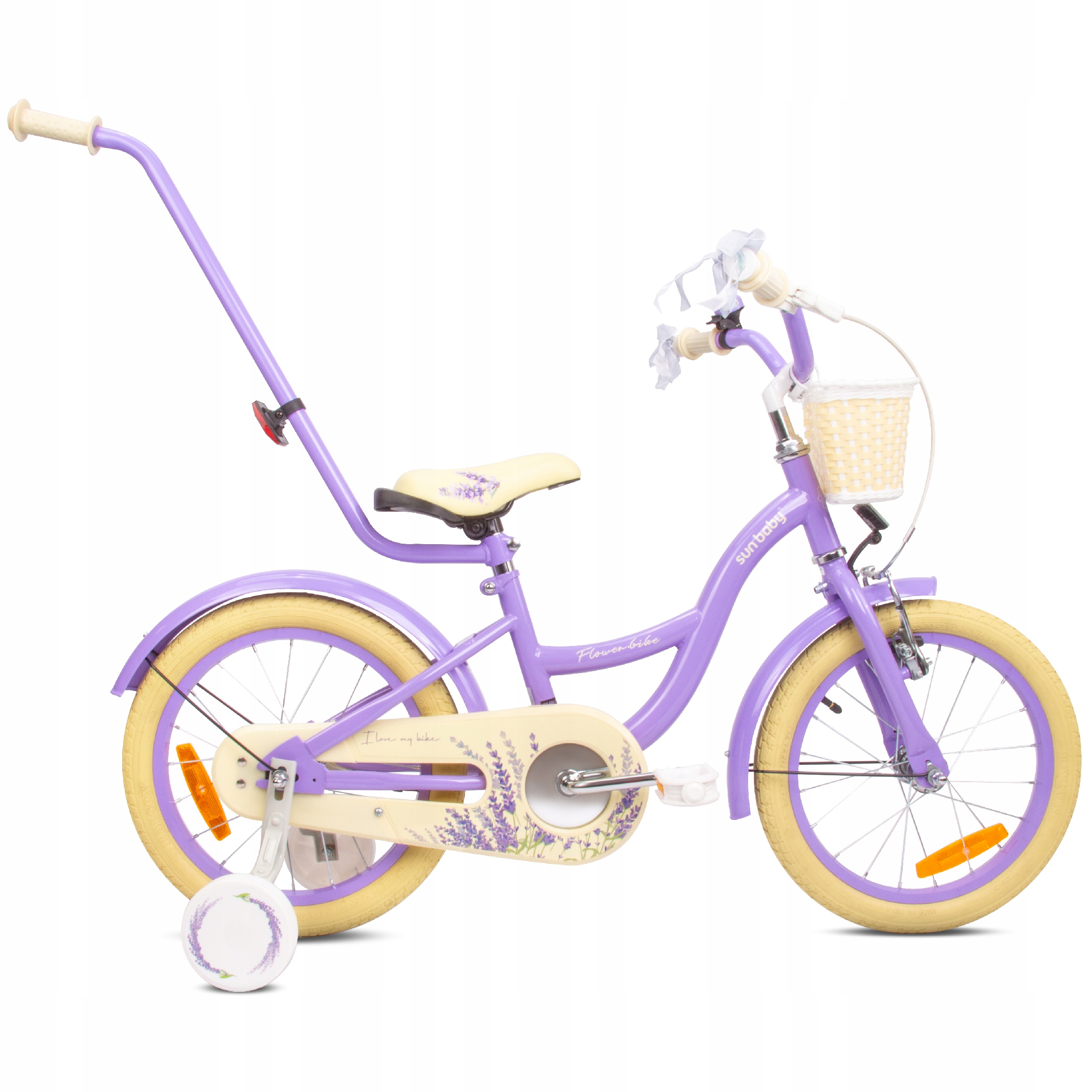 Rowerek dziecięcy Rower dla dziewczynki 16 cali Koszyk Pchacz Kółka boczne