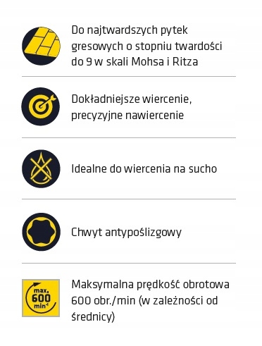 Wiertło do szkła gresu ceramiki płytek 8 mm Alpen C Protector Typ mocowania walcowy