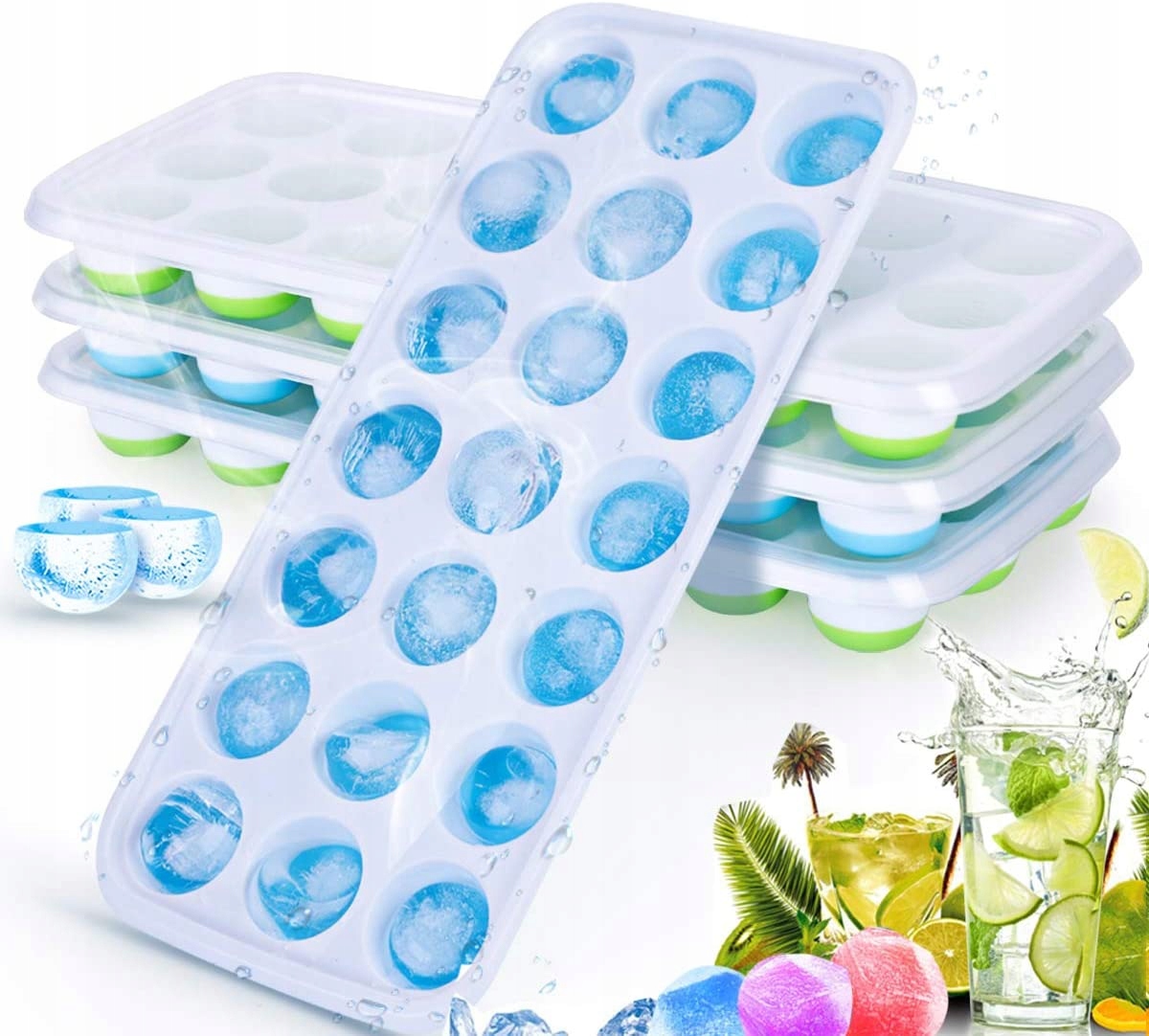 

Foremka Forma Silikonowa Do Kostek Lodu Z Pokrywką