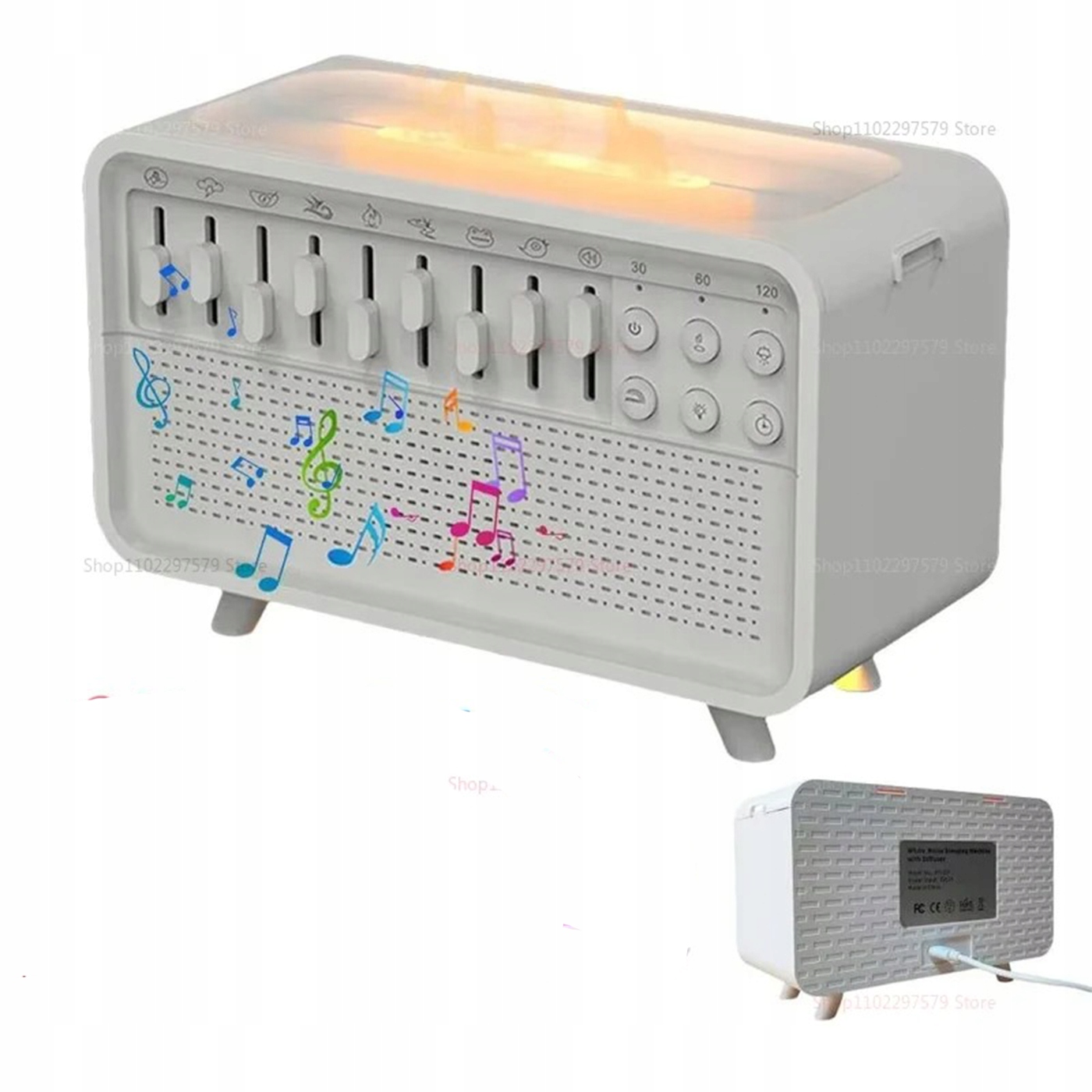 Stroj Biely šum Difuzér Zvlhčovač Bluetooth reproduktor Nočná lampa