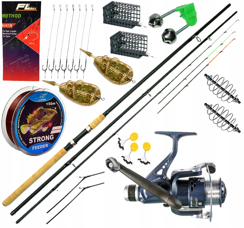 kompletny Zestaw Wędkarski na grunt Wędka method Feeder kołowrotek, Jaxon