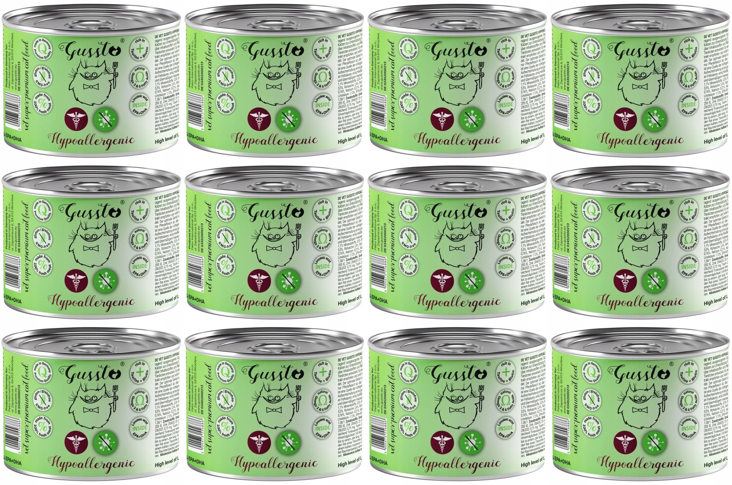 Gussto Cat Hypoallergenic 12 x 200 g