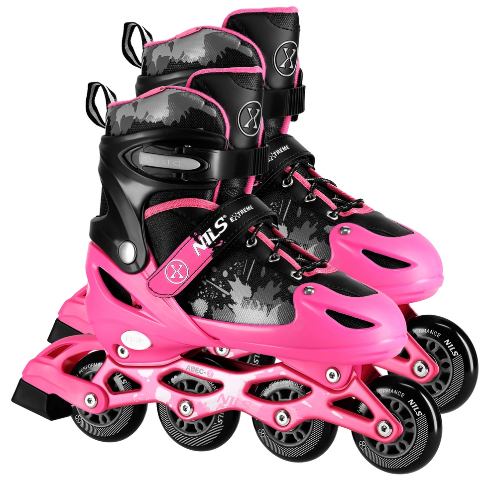 Kolečkové Brusle s regulací Rekreační růžové pro dívky Kaučuková kolečka 31-34