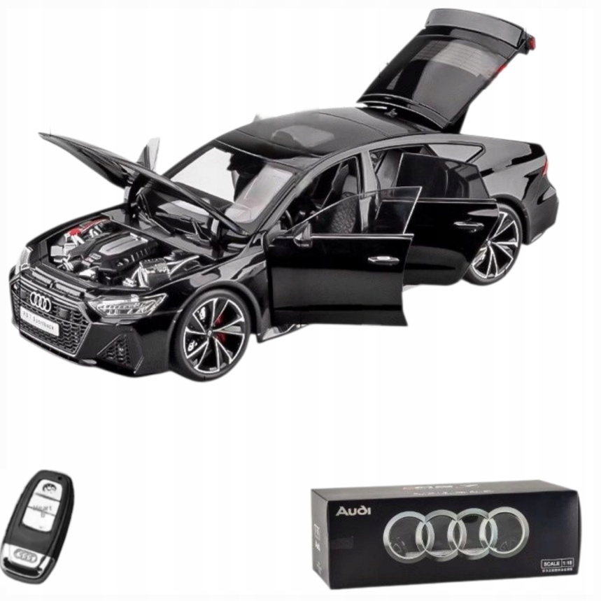 Model samochodu Audi RS7 w skali 1:18 z pilotem Box Oem książka led dźwięk