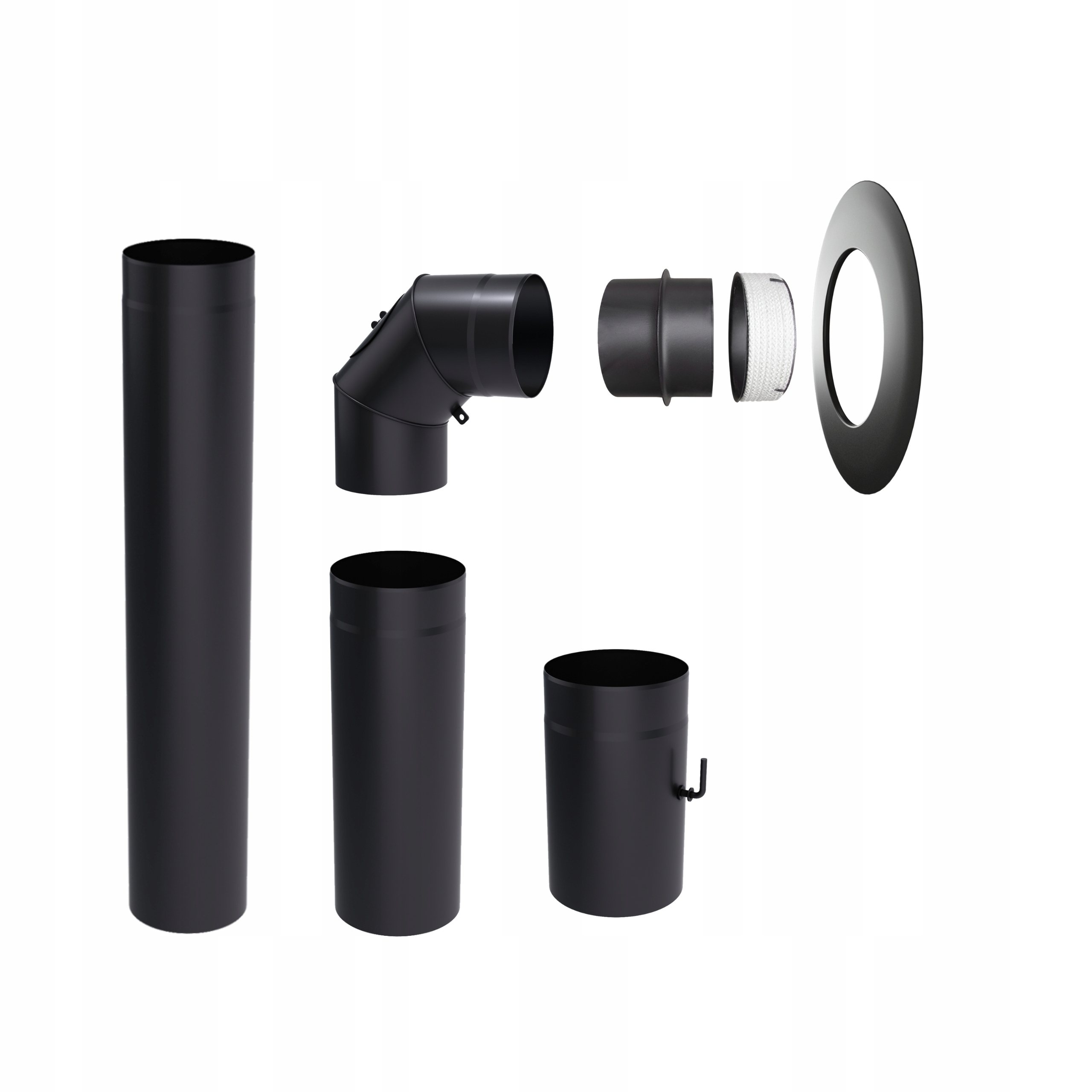 Sada rúrok pre krbovú vložku voľne stojacej pece fi 150 oceľová čierna