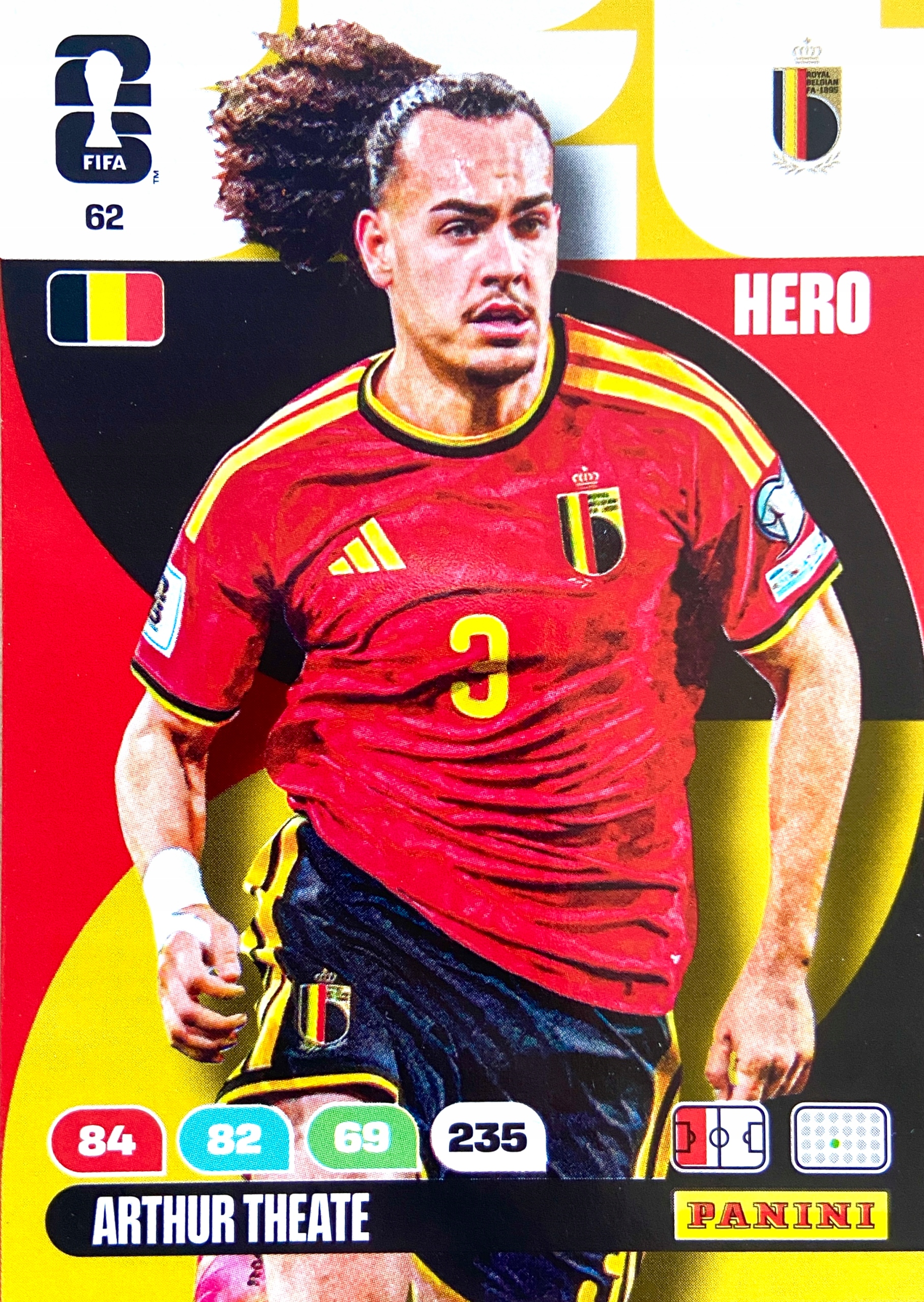 Panini Fifa World Cup 2026 karta piłkarska Hero 62 Arthur Theate Belgia