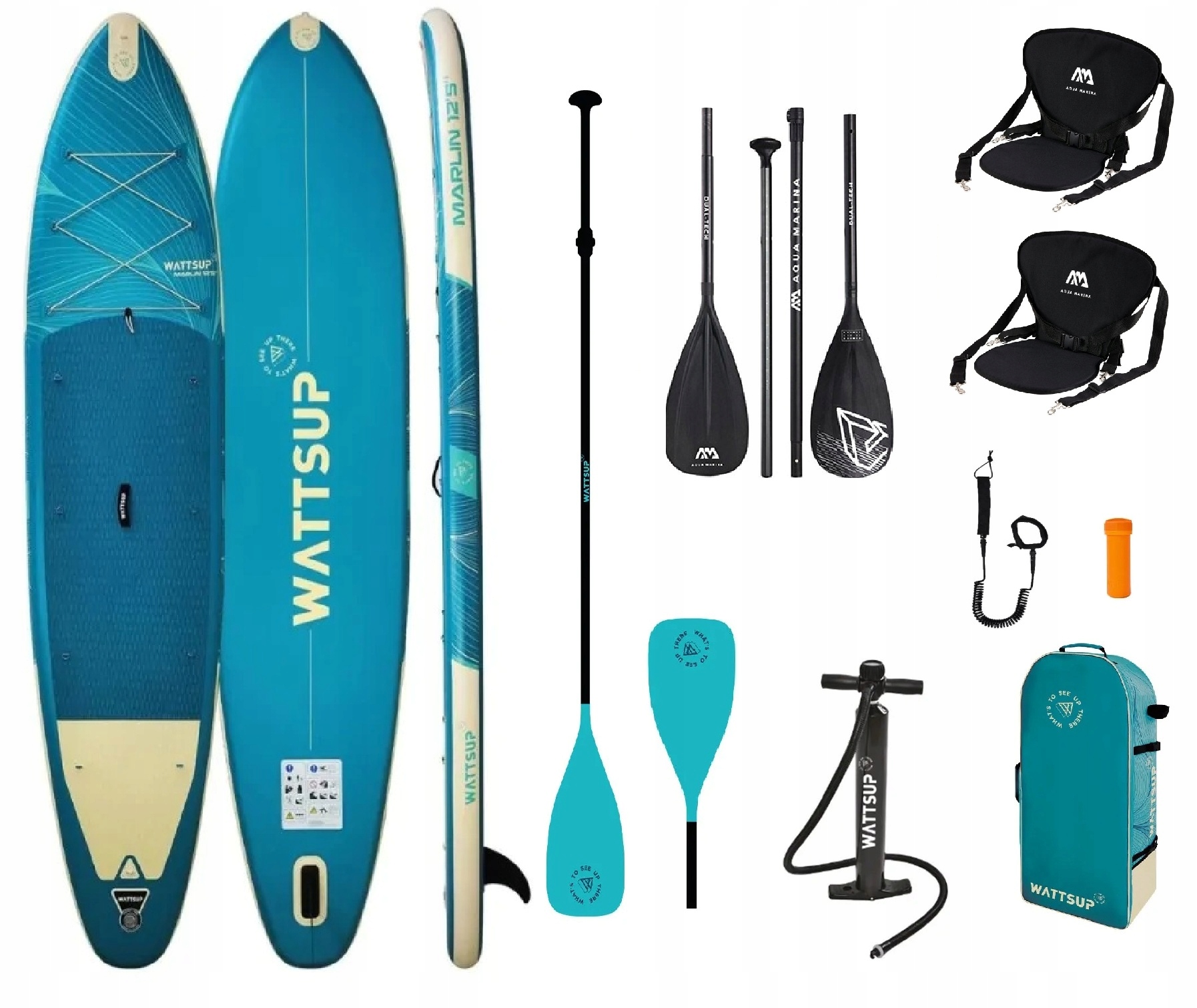 Deska Sup Pompowana Wattsup Marlin 12.5 2x Wiosło 2x Siedzisko