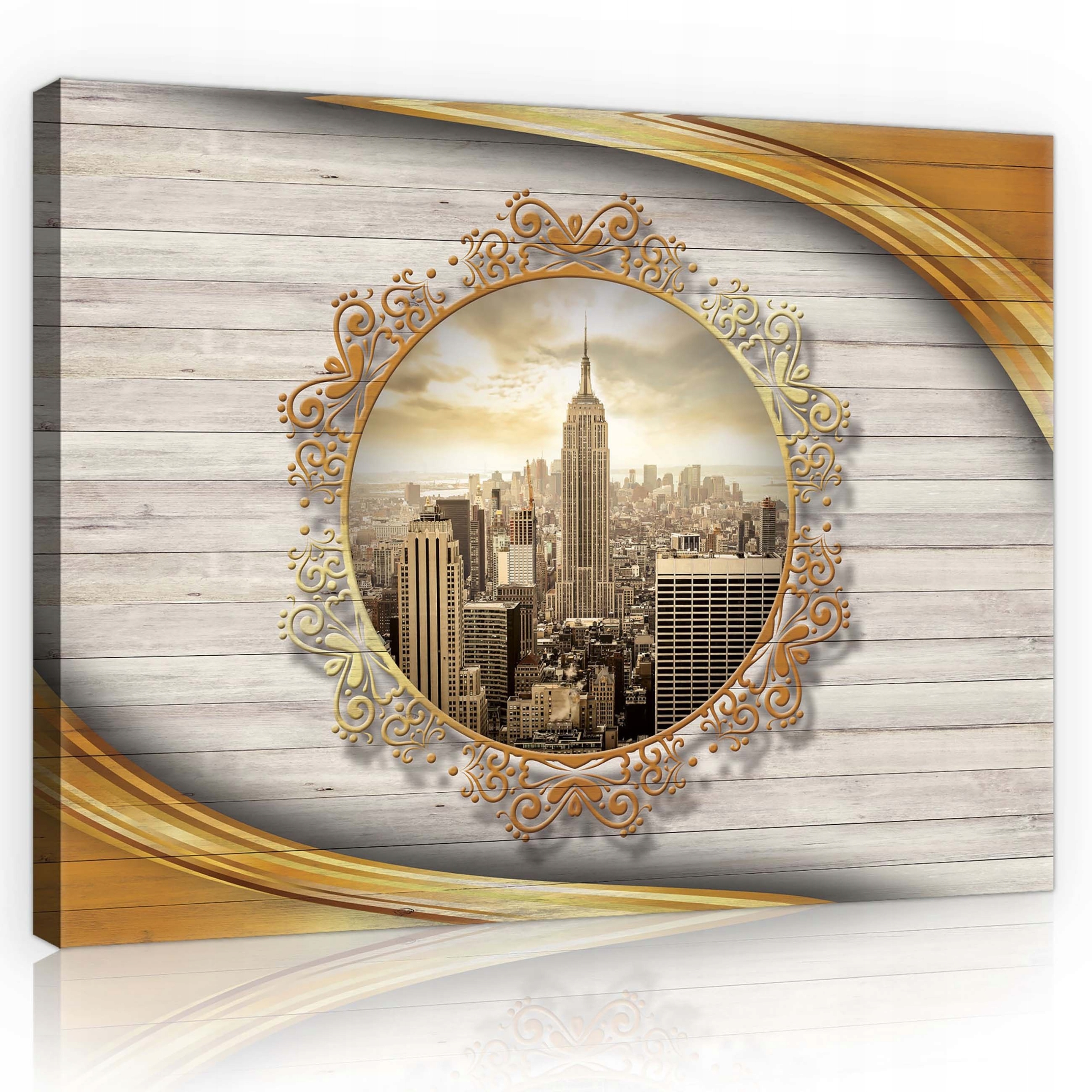 Obraz 80x60 New York Dřevěný městský minimalismus s Empire State Building