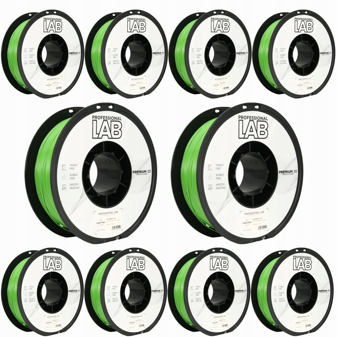 10 x Filament Petg Grass Green Tráva zelená Prof. Lab. 1,75 mm 1 kg