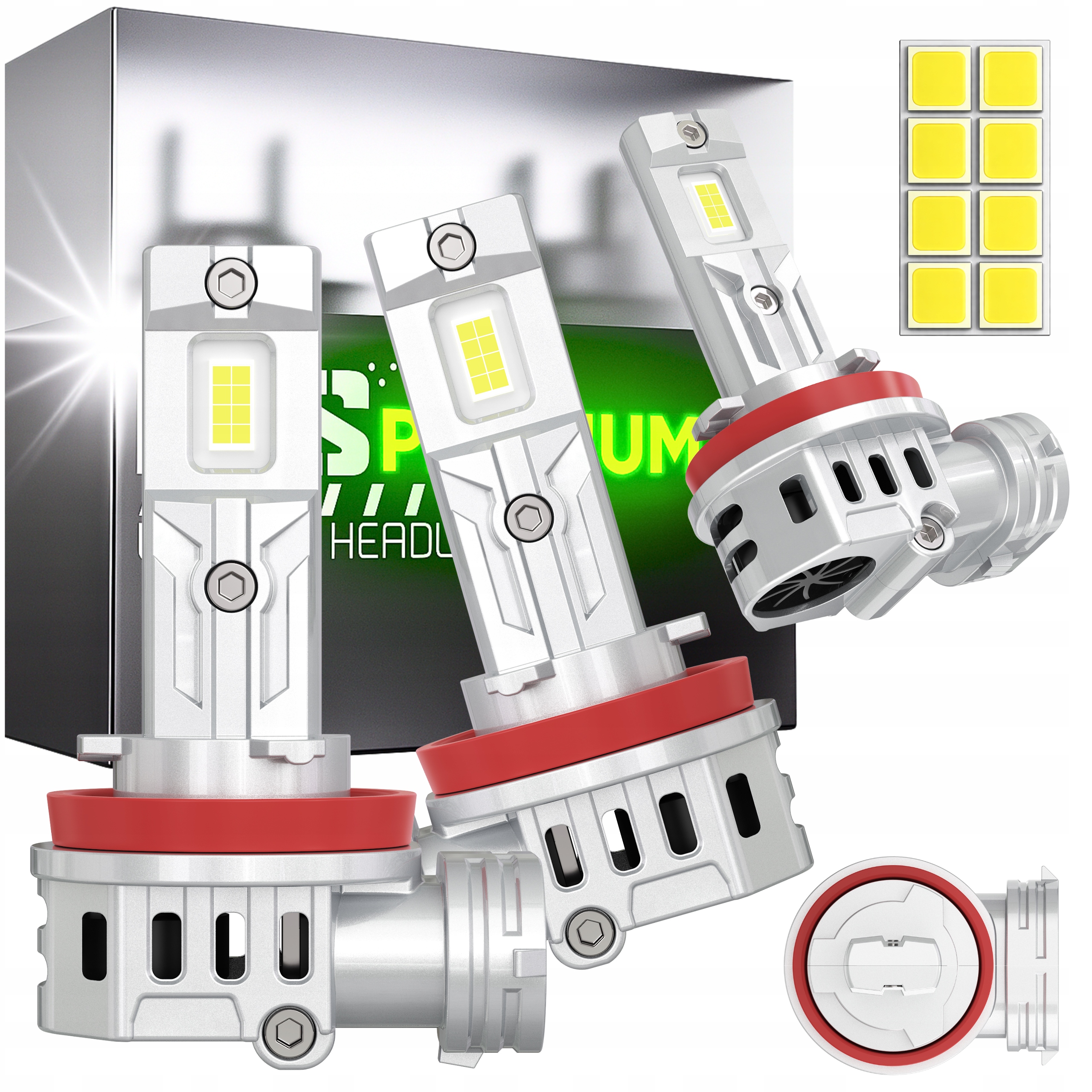 Žárovky H11 Led 100W Homologace Canbus Bílé Silné Automobilové Světlo