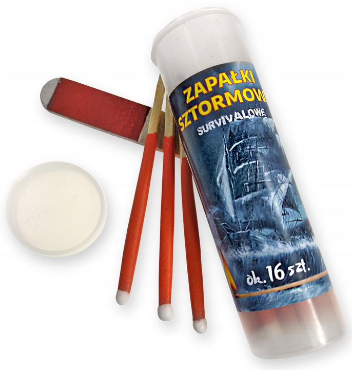 

Zapałki Sztormowe Survivalowe 88mm 16szt Tuba