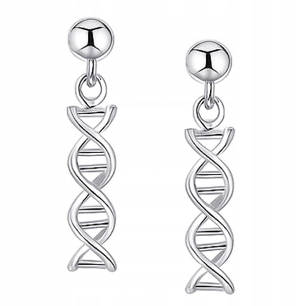 Stříbrné náušnice Dna Helix Genetický kód Stříbro ryzost 925