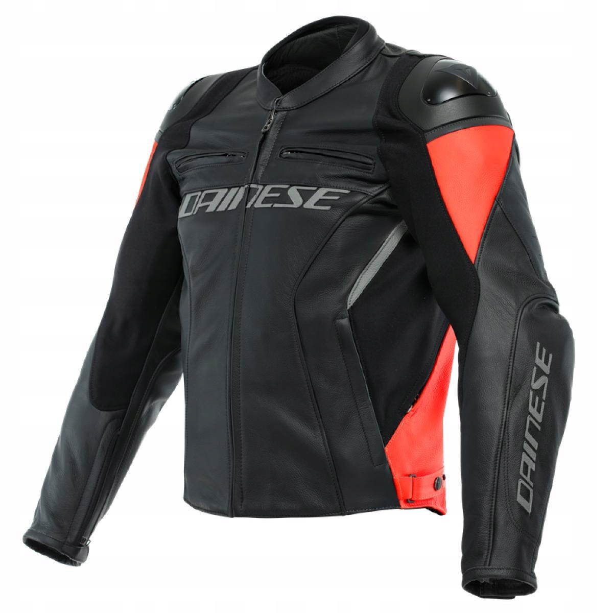 Kožená bunda Dainese Racing 4 čierna/červená fluo 58