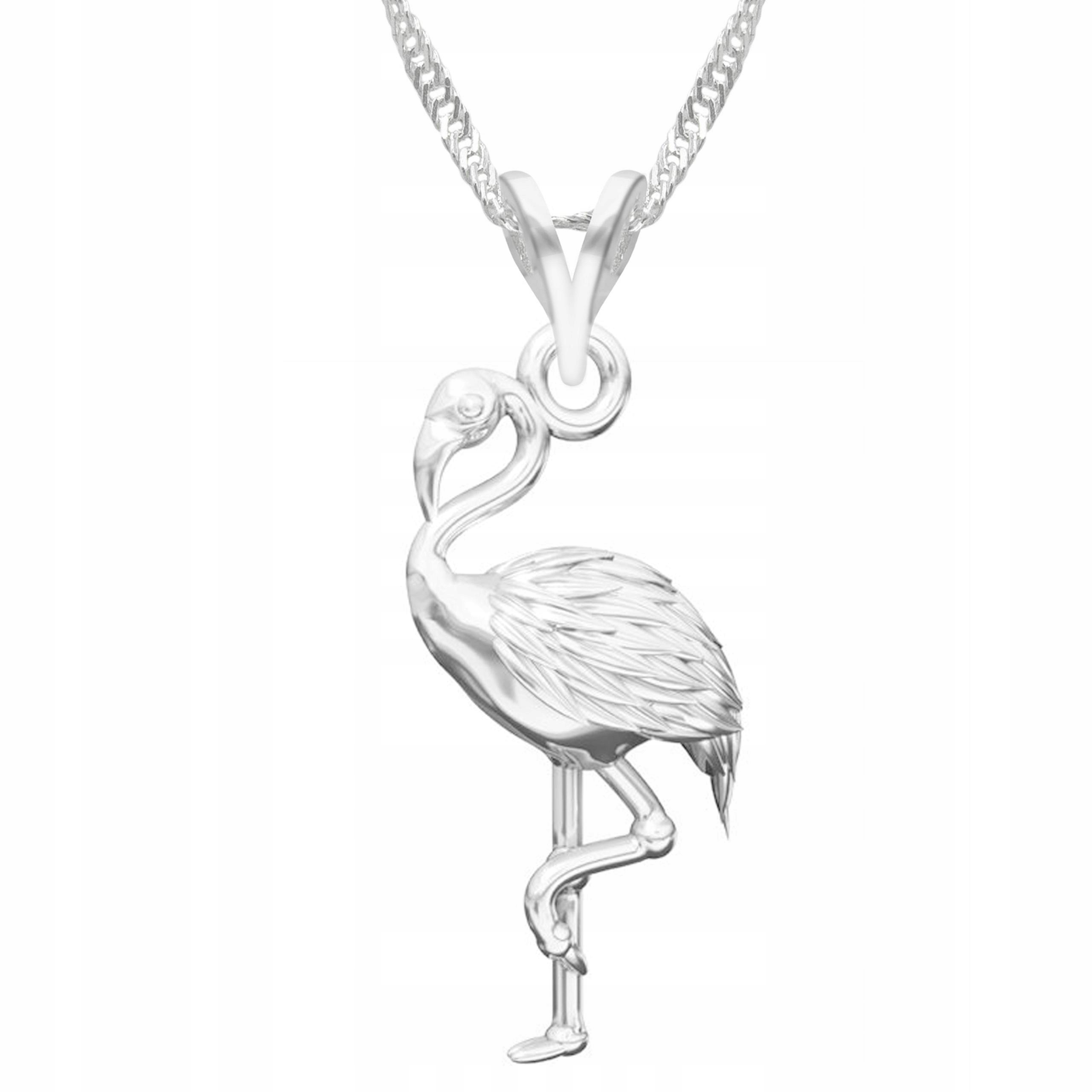 Stříbrný náhrdelník s plameňákem Plameňák Ptáček Bird Stříbro 925