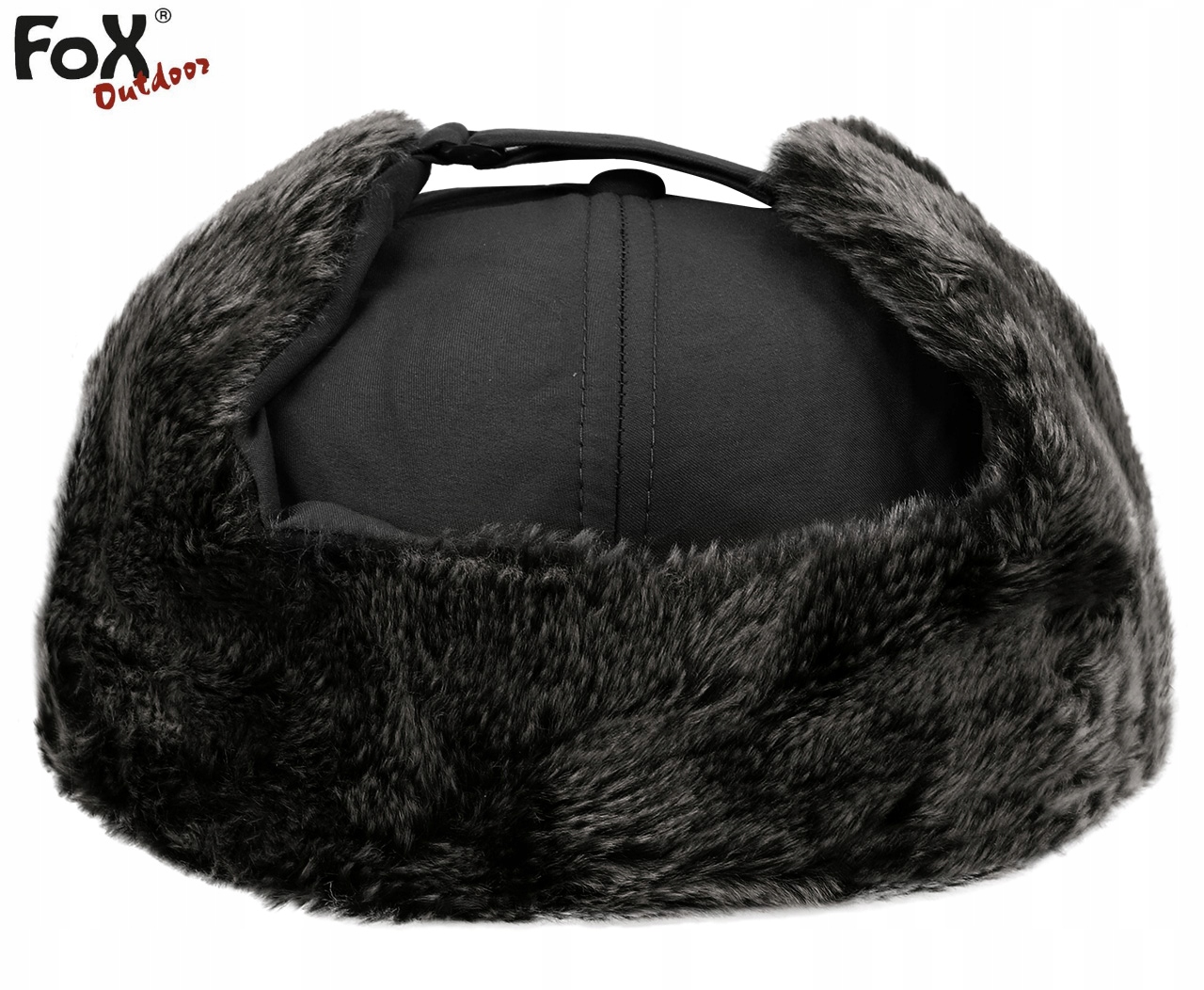 CZAPKA USZATKA ZIMOWA MĘSKA FOX TRAPPER CZARNA Materiał dominujący Poliester