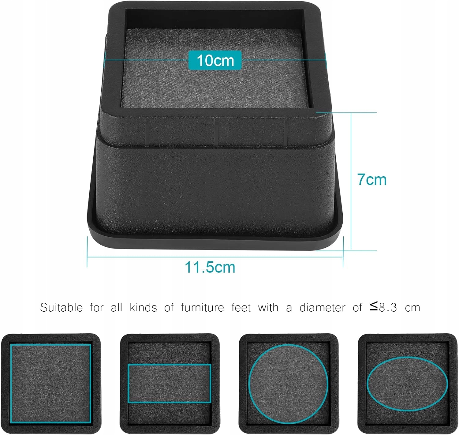 LANER 4 szt. Podkładki antypoślizgowe Wsparcie do 1000 kg 11.5 x 10 x 7 cm Marka Carmax