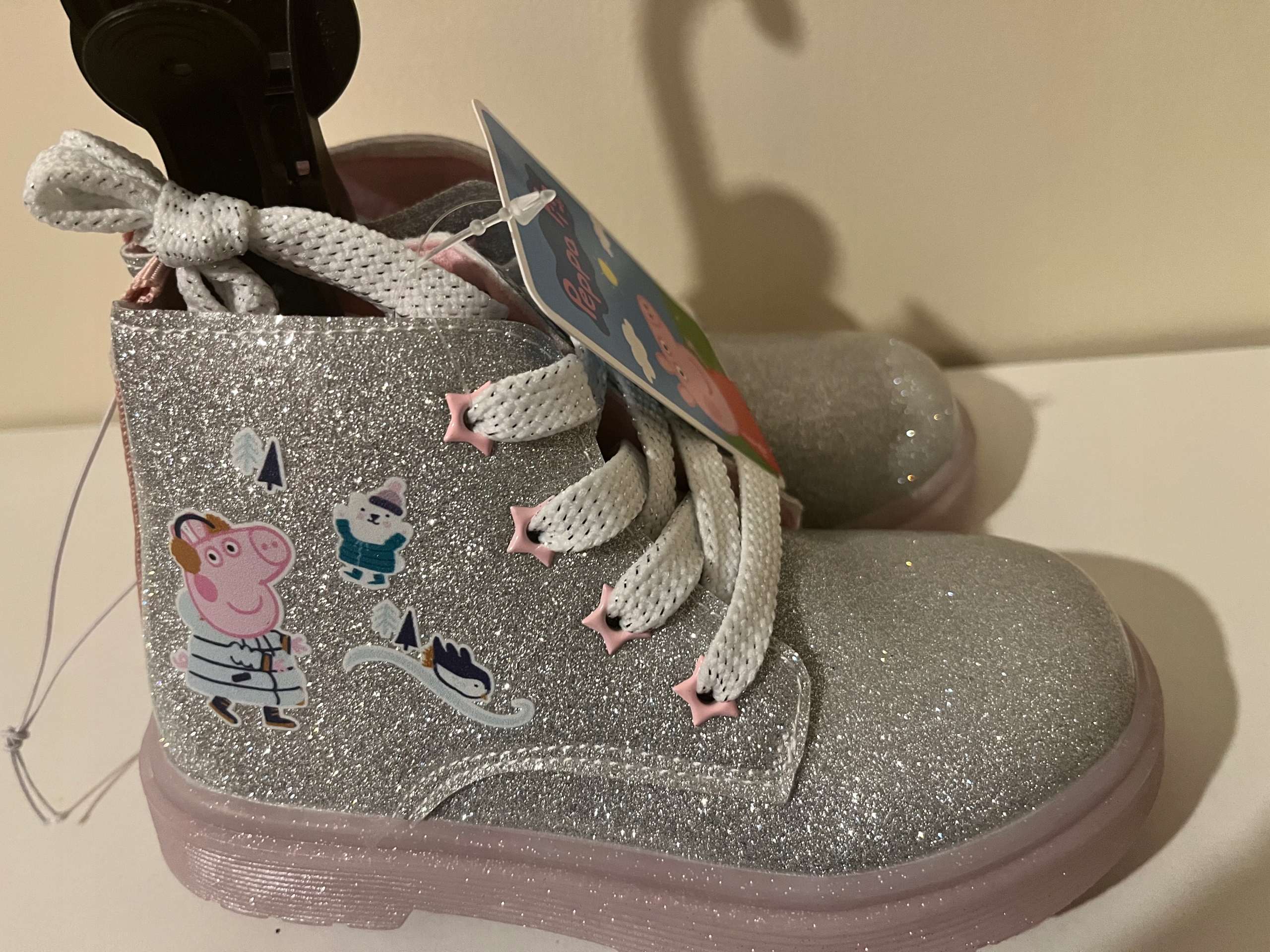 BOTKI ŚWINKA PEPPA 23eu 15CM JESIŃ ZIMA Kolor srebrny