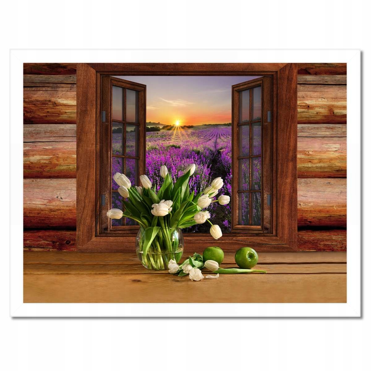 Plakáty v rámu 40x30 Stěna ze srubu Květiny