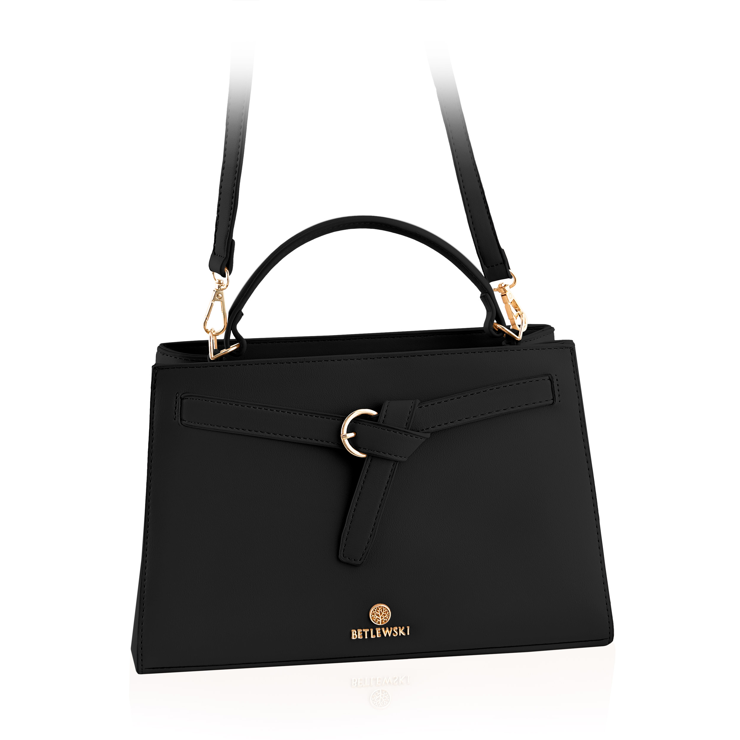 Betlewski dámská kabelka přes rameno, černá kožená