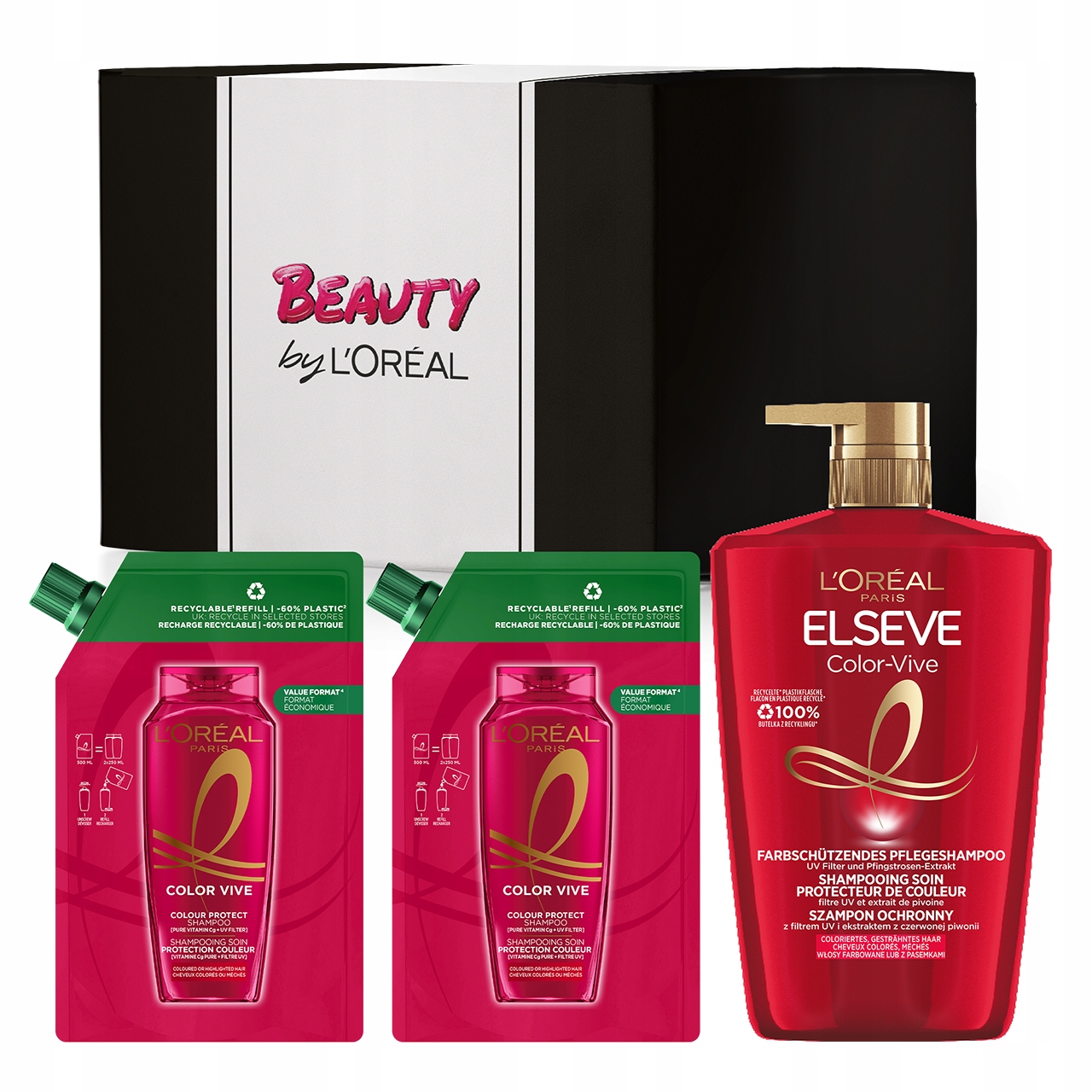 Zestaw L'Oréal Elseve Color Vive Szampon Włosy Farbowane 1000ml 2x Refill