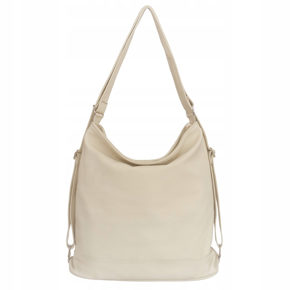 ŚMIETANKOWA TOREBKA SKÓRA NATURALNA KREMOWA TOREBKA PLECAK A4 TORBA ECRU