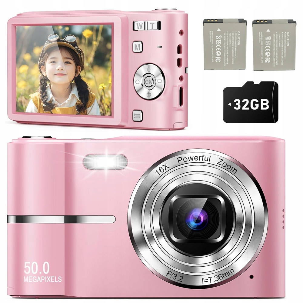 Digitální Fotoaparát Kamera 16X Zoom 50MP CCD Dárek Karta 64 Gb