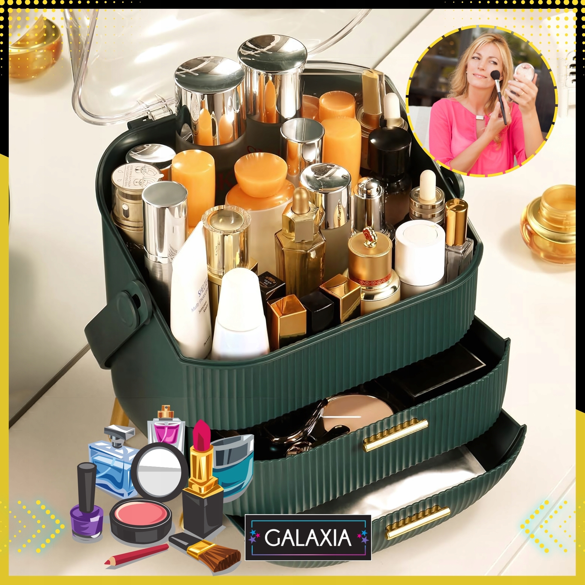 ORGANIZER NA KOSMETYKI Kuferek Pojemnik Szkatułka Kosmetyczka Damska DUŻA EAN (GTIN) 5905711310095