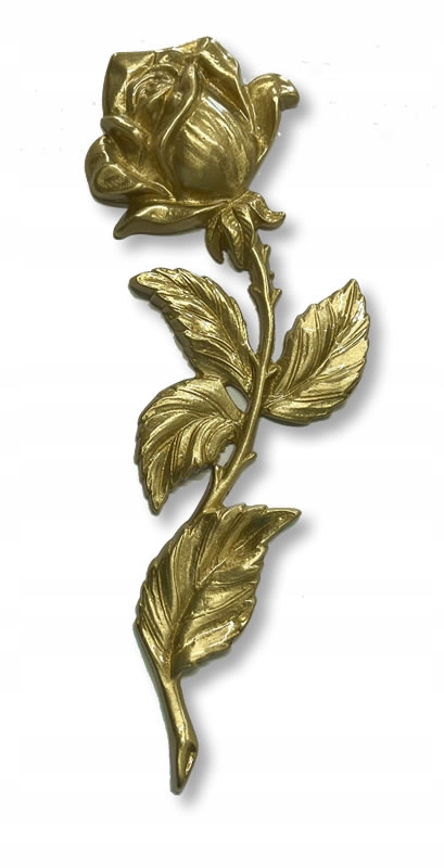 Malá růže ohnutá doleva, výška 24 cm, mosazný odlitek v přírodní barvě