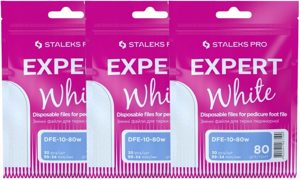 Vyměnitelné bílé pilníky pro struhadlo na pedikúru 80 Grit 90 kusů Staleks Trvanlivé