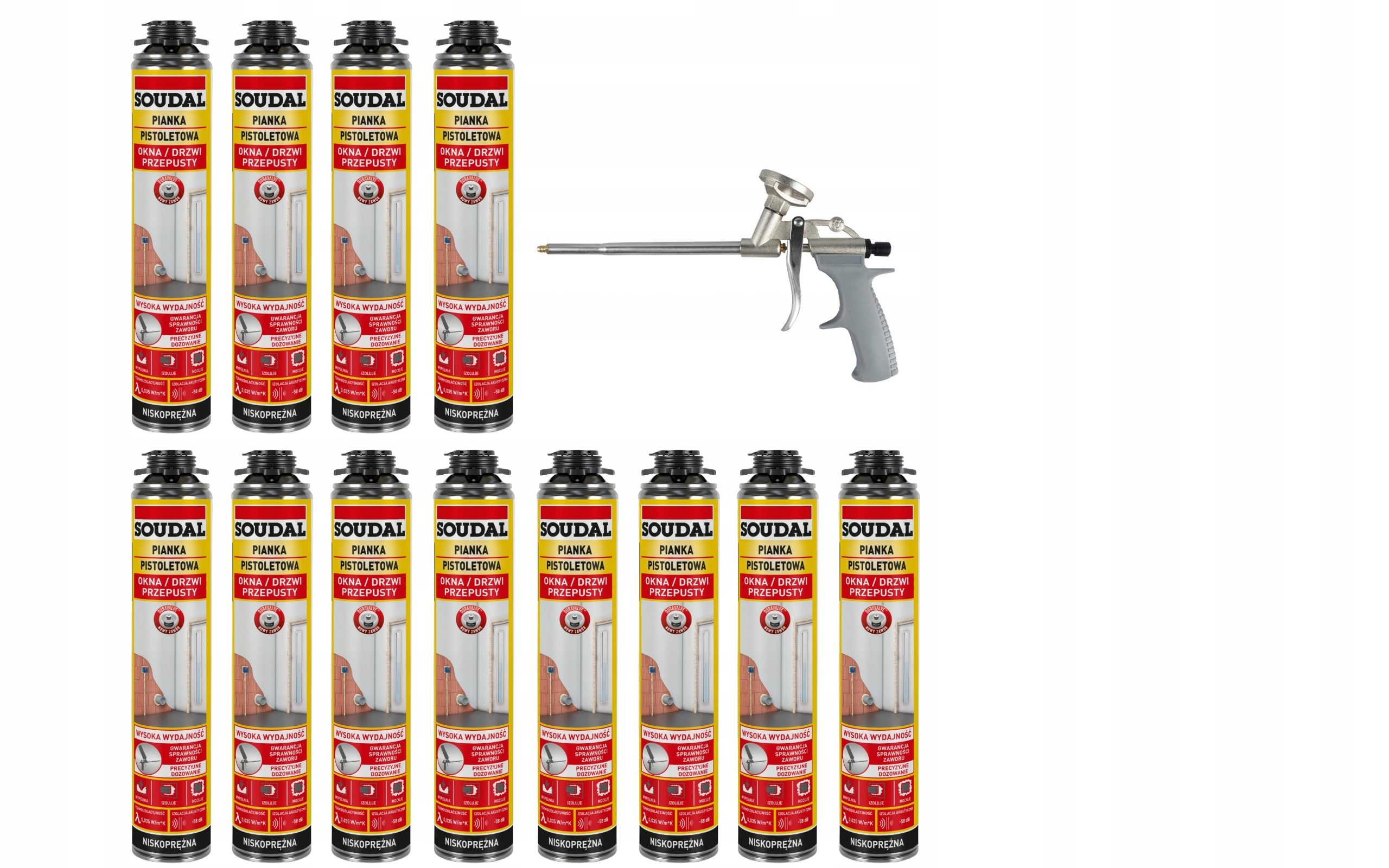 Soudal Pištoľová pena 121105 750 ml 12 kusov pištoľ FG-STD15