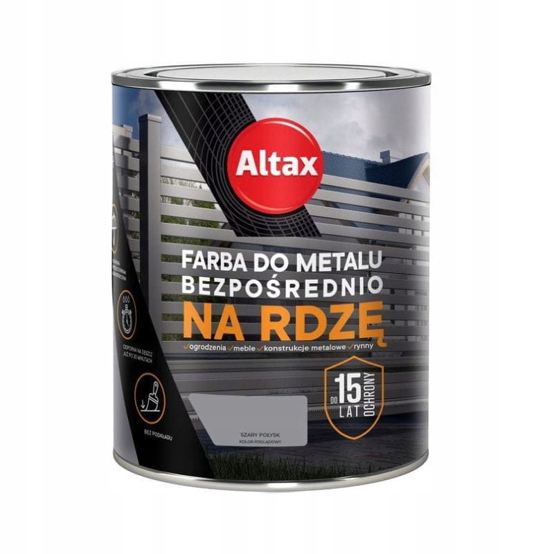ALTAX Farba do metalu na rdzę 0,75L szary połysk