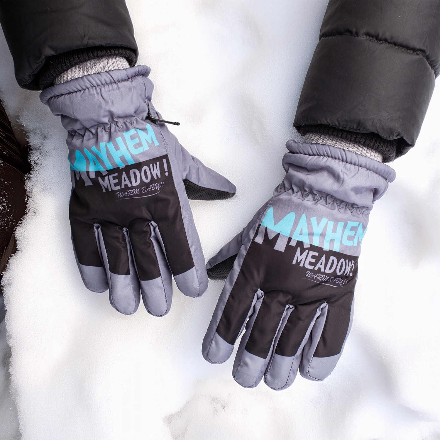 RĘKAWICZKI NARCIARSKIE CHŁOPIĘCE DLA DZIECI RĘKAWICE ZIMOWE CIEPŁE GRUBE Rozmiar 152