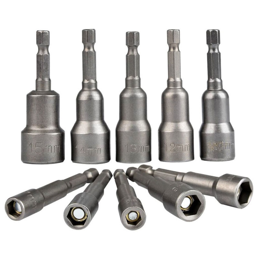 Klucze Nasadowe Magnetyczne Na Wkrętarkę Hex Zestaw 10 Szt. 6-19 mm