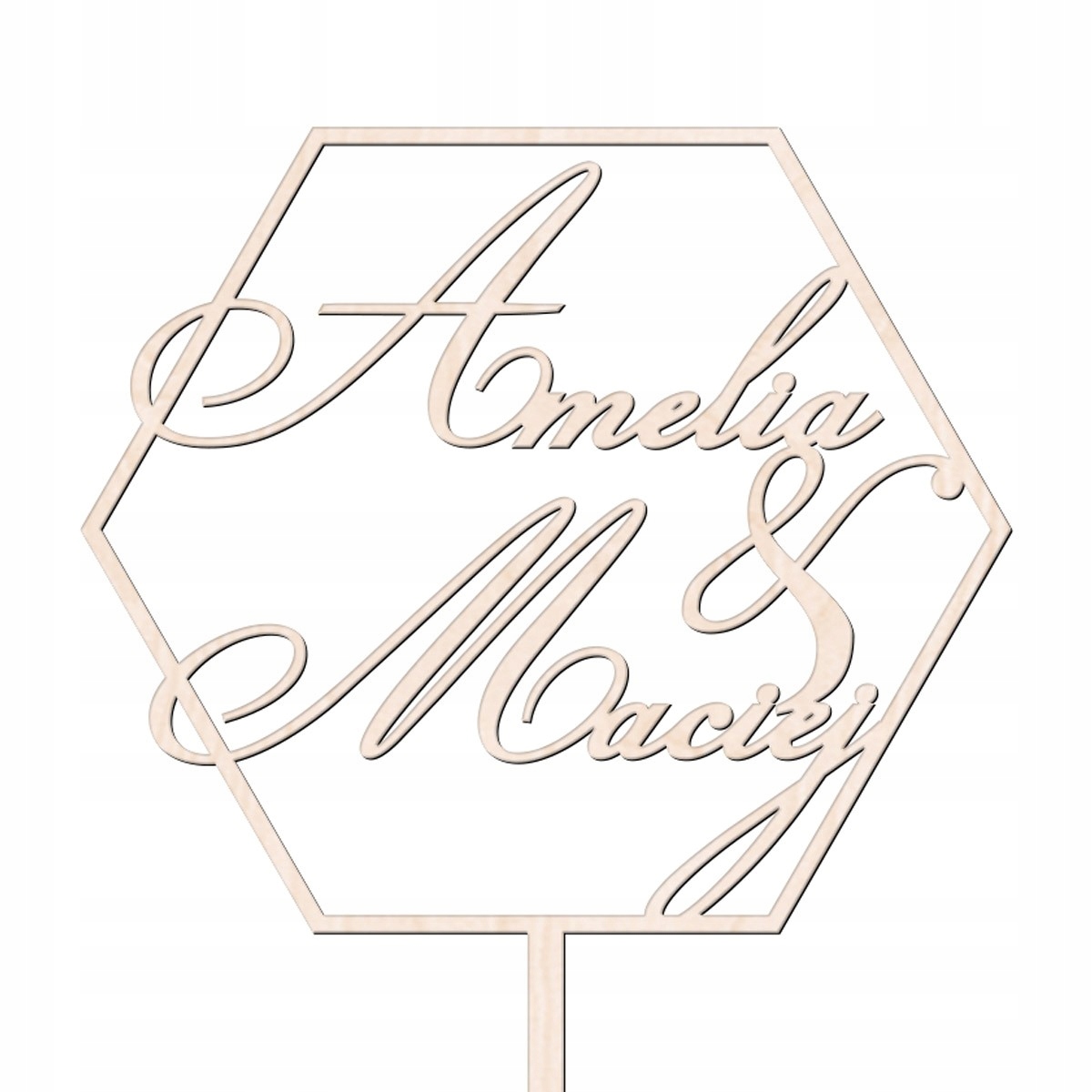 TOPPER ŚLUB WESELE HEKSAGON SZEŚCIOBOK 2 IMIONA NA