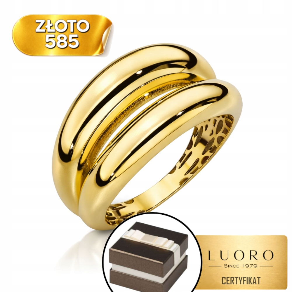 Prstýnek Elegantní Dvojitá Kolejnice 585 14K S Prolamovaným Vzorem R12