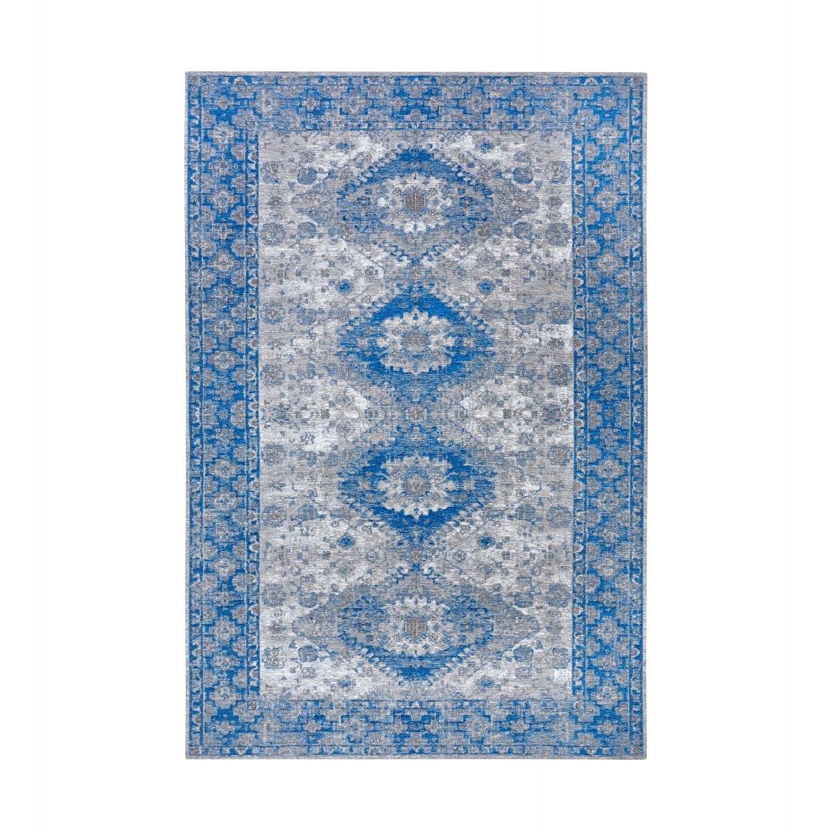 Koberec do obývacího pokoje 120x180 cm, protiskluzový, univerzální, šenilová modrá barva