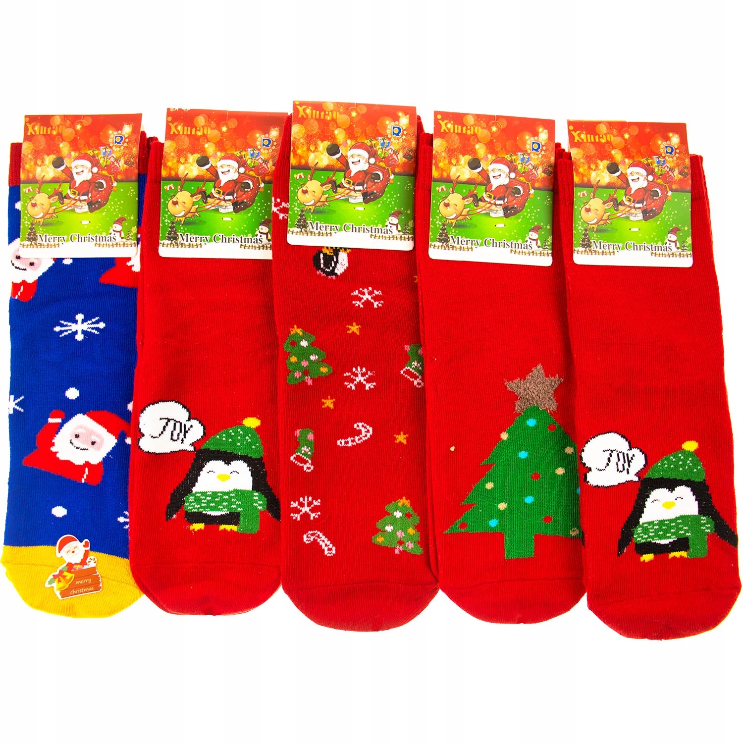 5 ПАР, РОЖДЕСТВЕНСКИЕ НОСКИ ДЕТСКИЕ ВЕСЕЛЫЕ 33-35