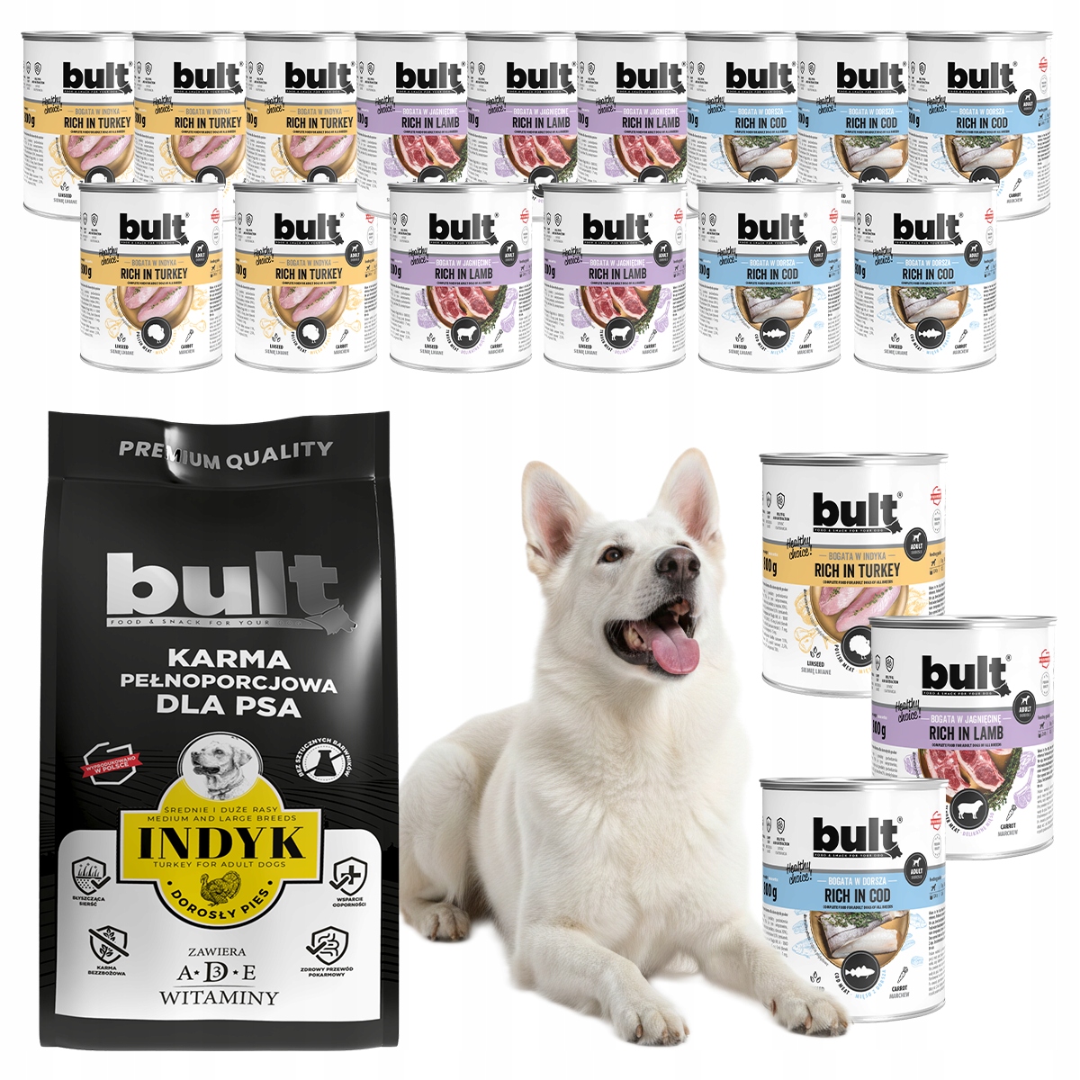 Levně Krmivo Suché s krůtím masem a Mokré pro psa MIX Chutí s krůtím masem Bult 17,4 kg