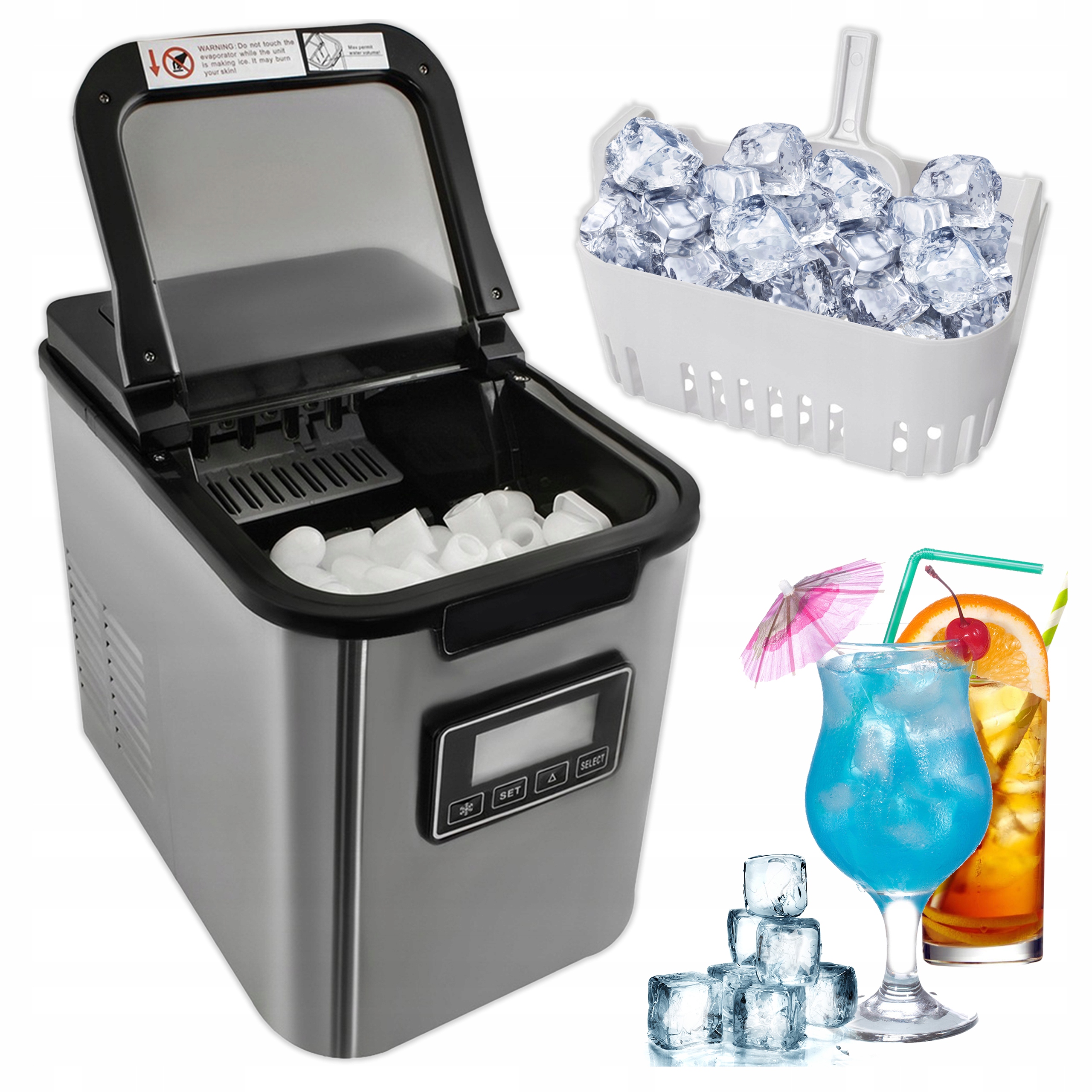 Kocka na ľadové kocky Stroj 12 kg LCD časovač Iba 9 minút